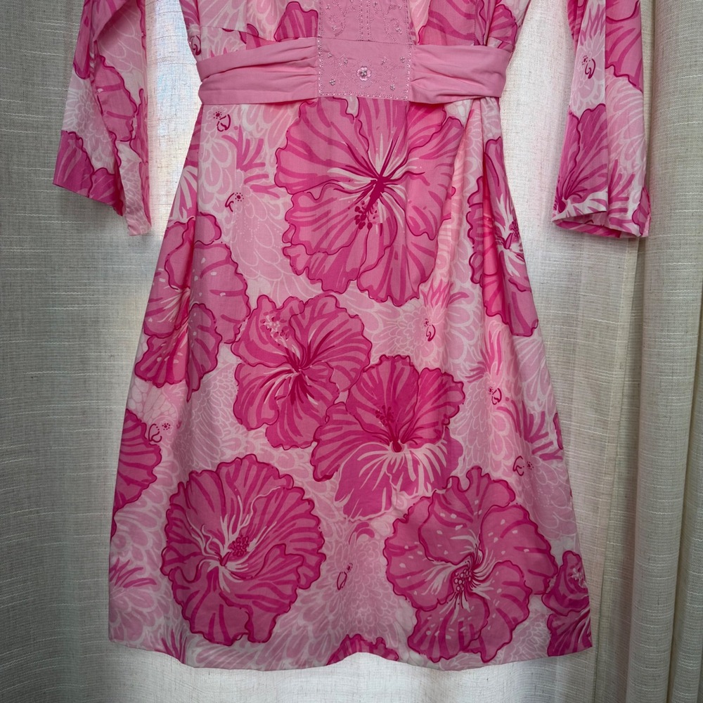 Lilly Pulitzer Pink Floral Midi Dress - 100% Cotton - Picture 7 of 11